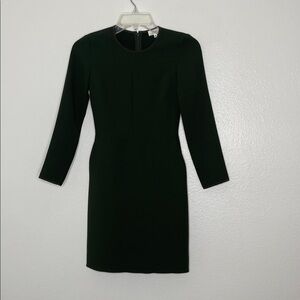 Aritzia Wilfred Dark Green Long Sleeve Sheath Dress Crew Neck Pockets Size 00